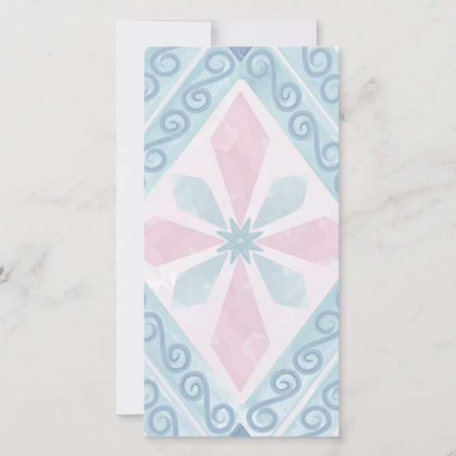 diamond shaped blue pattern save the date (Front)