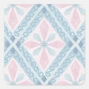 diamond shaped blue pattern square sticker