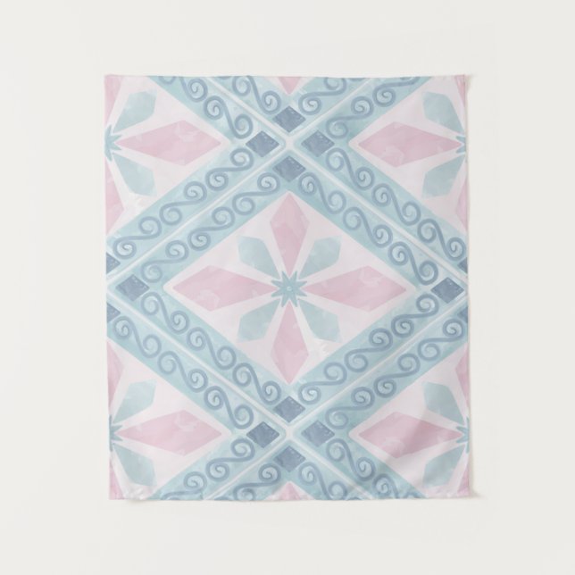diamond shaped blue pattern tapestry (Front)