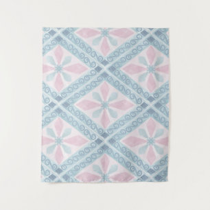 diamond shaped blue pattern tapestry