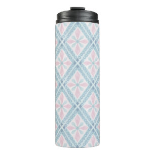diamond shaped blue pattern thermal tumbler