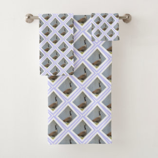 Diamond Shaped Goose By Pond Bath Towel Set
