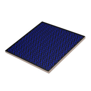 Diamond Shaped Harlequin Pattern Black And Blue Tile