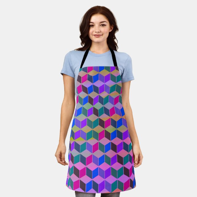 Diamond-Shaped Hexagon Rainbow Apron (Worn)