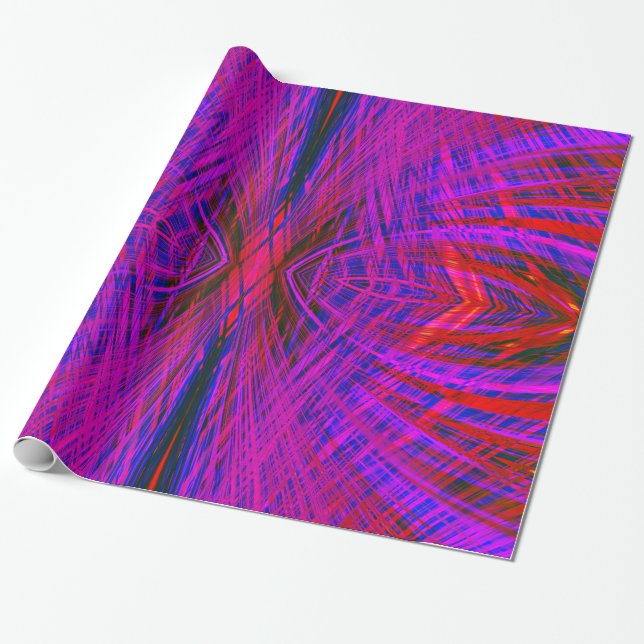 Diamond-Shaped Neon Pattern Wrapping Paper (Unrolled)