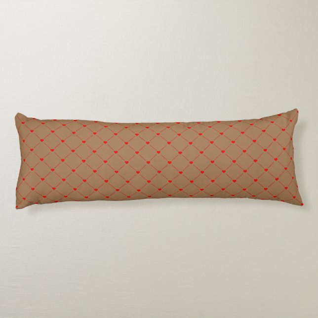 Diamond Shaped Red Heart & Line Art Body Cushion (Back)