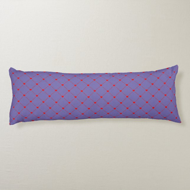Diamond Shaped Red Heart & Line Art Body Cushion (Back)