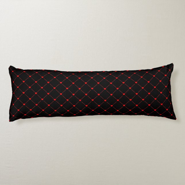 Diamond Shaped Red Heart & Line Art Body Cushion (Back)