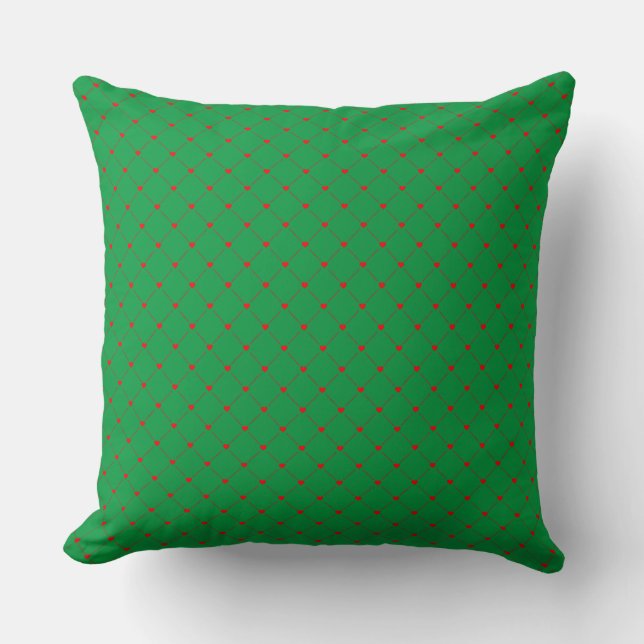 Diamond Shaped Red Heart & Line Art Cushion (Front)