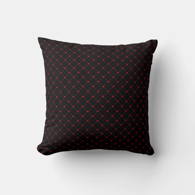 Diamond Shaped Red Heart & Line Art Cushion (Front)