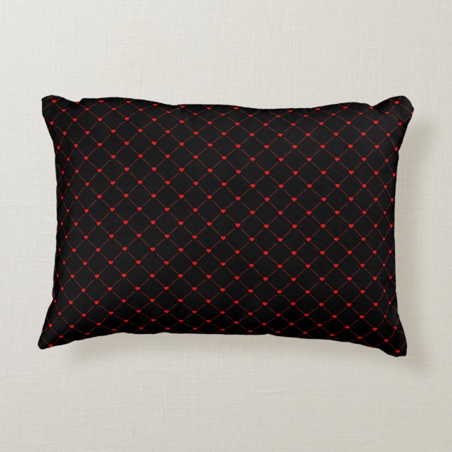 Diamond Shaped Red Heart & Line Art Decorative Cushion (Back)