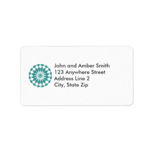 Diamond Shapes in Teal Turquoise, Mandala Address Label