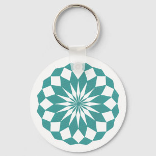 Diamond Shapes in Teal Turquoise Mandala Keychains
