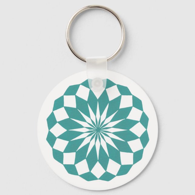 Diamond Shapes in Teal Turquoise Mandala Keychains (Front)