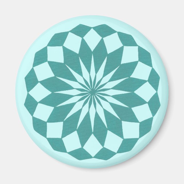Diamond Shapes in Teal Turquoise, Mandala Magnets (Front)