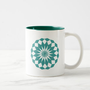 Diamond Shapes in Teal Turquoise, Mandala Mugs