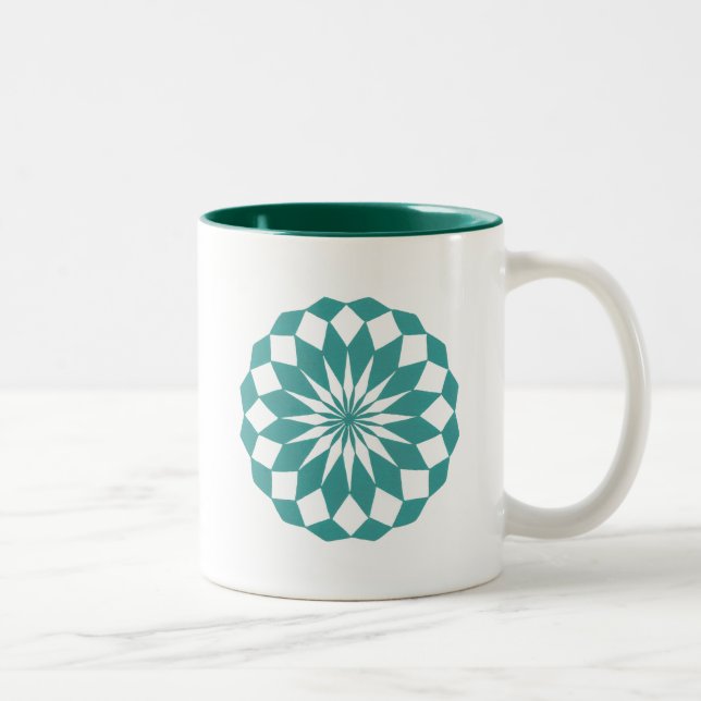 Diamond Shapes in Teal Turquoise, Mandala Mugs (Right)
