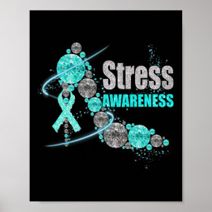 Diamond Shoes Stress Awareness Warrior Ribbon Poster