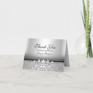 Diamond Silver & Black Thank You Card