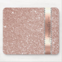 Diamond Silver Glitter Name Monogram  Mouse Pad