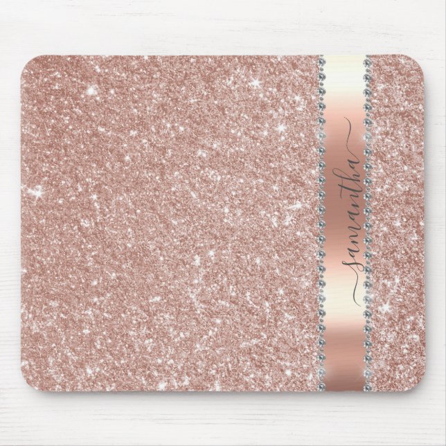 Diamond Silver Glitter Name Monogram  Mouse Pad (Front)
