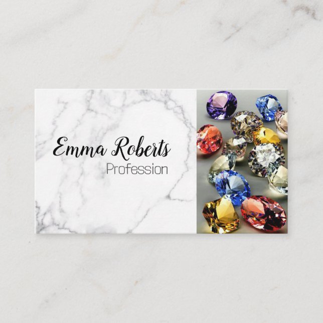 Diamond Silver Sparkling Marble Business Card (Front)