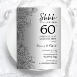 Diamond Silver Surprise 60th Anniversary Invitation<br><div class="desc">Diamond Silver Botanical Surprise 60th Wedding Anniversary Celebration Invitation. Minimalist modern design features botanical accents and typography script font. Simple floral invite card perfect for a stylish surprise anniversary party. Can be customised for any years of marriage. Printed Zazzle invitations or instant download digital printable template.</div>