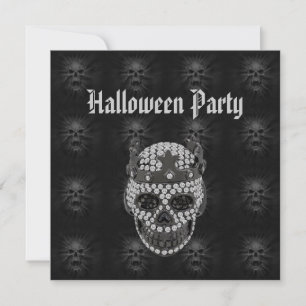 Diamond Skull & Screaming Skulls Halloween Party Invitation