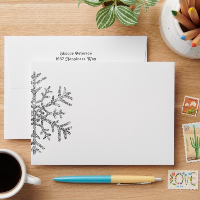Diamond Snowflake on White  Envelope (Desk)