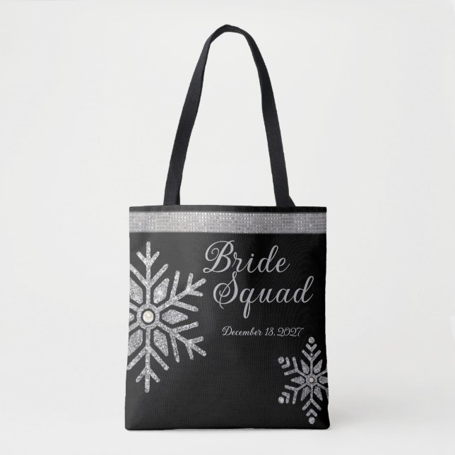 Diamond Snowflake Wedding Bridesmaid Tote Bag (Front)