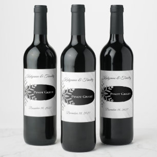 Diamond Snowflake Wedding Wine Bottle Label