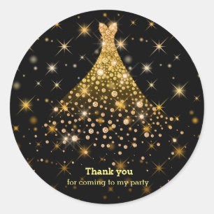 Diamond sparkling gown classic round sticker