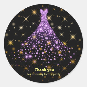 Diamond sparkling gown classic round sticker