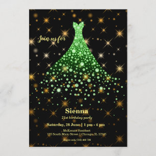 Diamond sparkling gown invitation