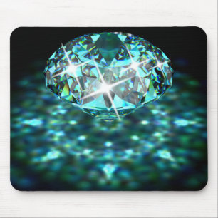 Diamond sparkly gemstone elegant teal black mouse mat