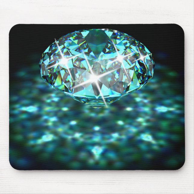 Diamond sparkly gemstone elegant teal black mouse mat (Front)