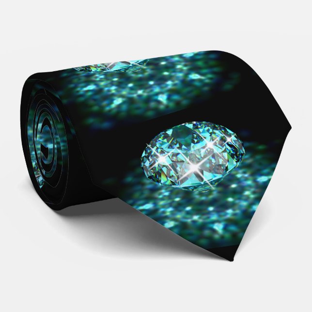 Diamond sparkly gemstone elegant tie (Rolled)