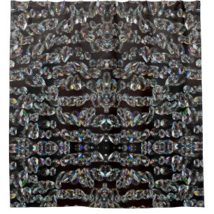 Diamond sparkly pattern elegant silver and black shower curtain