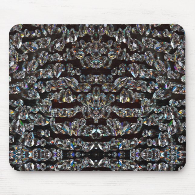 Diamond sparkly pattern elegant silver black mouse mat (Front)