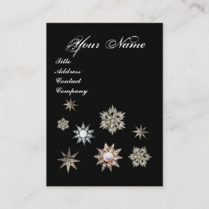 DIAMOND STARS AND FEATHERS MONOGRAM ,pink, pearl Business Card