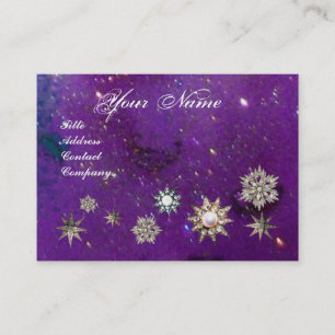 DIAMOND STARS MONOGRAM,purple blue sparkles Business Card
