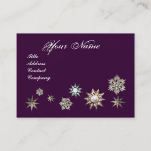 DIAMOND STARS MONOGRAM,purple blue sparkles Business Card
