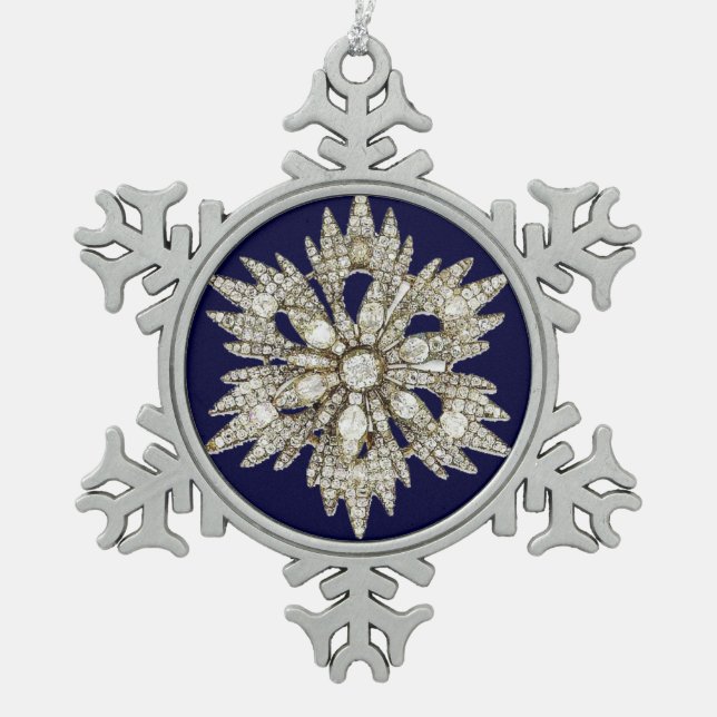 DIAMOND STARS SNOWFLAKE PEWTER CHRISTMAS ORNAMENT (Front)