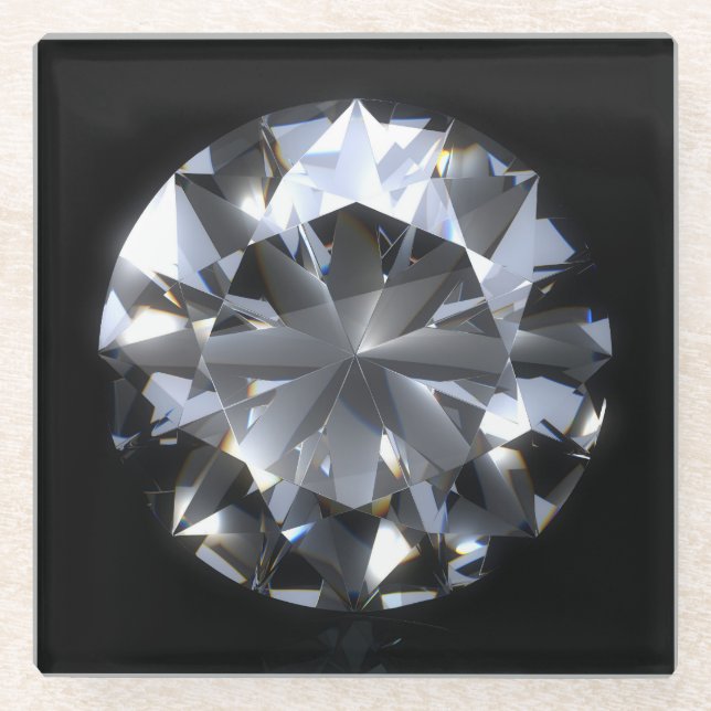 Diamond stone: black space sparkle. glass coaster (Front)