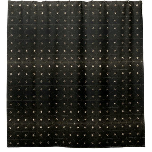 Diamond Stud Black Shower Curtain (Front)