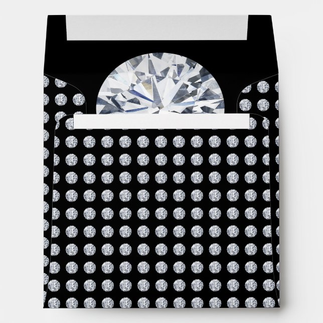 Diamond Studded Black White Envelope (Back (Bottom))