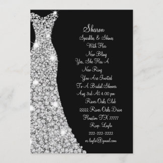 Diamond Studded Wedding Dress Bridal Invitation