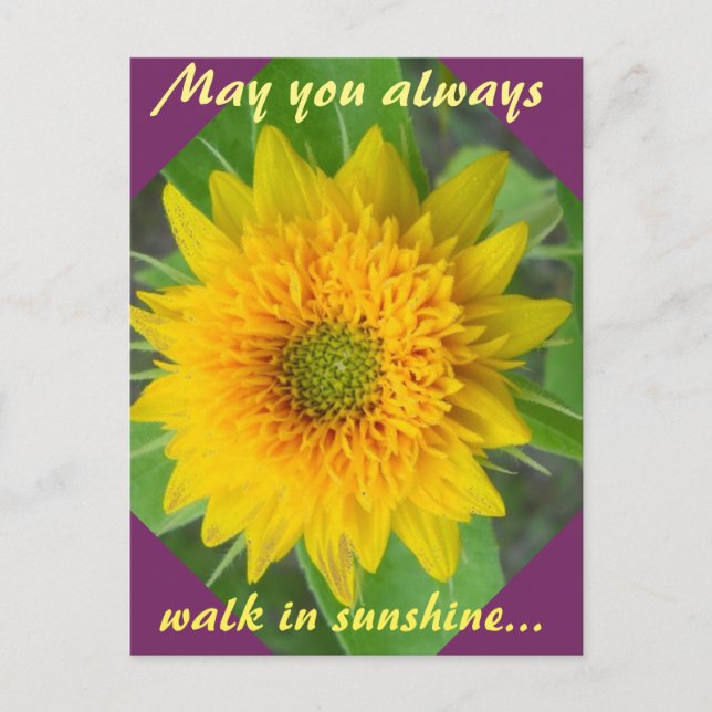 Diamond Sunflower with inspiring message postcard (Front)
