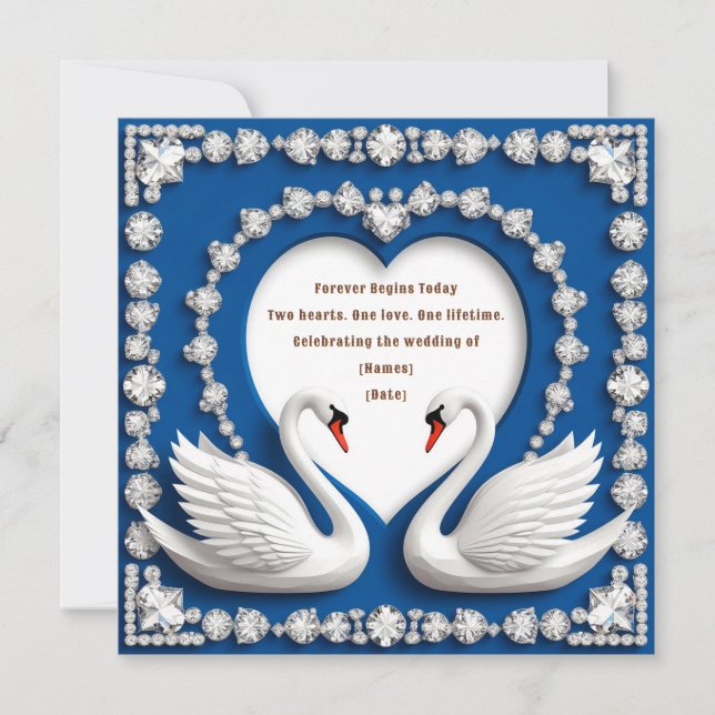 Diamond Swan Blue Wedding Love Arch Design (Front)