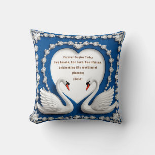 Diamond Swan Blue Wedding Love Arch Design Cushion